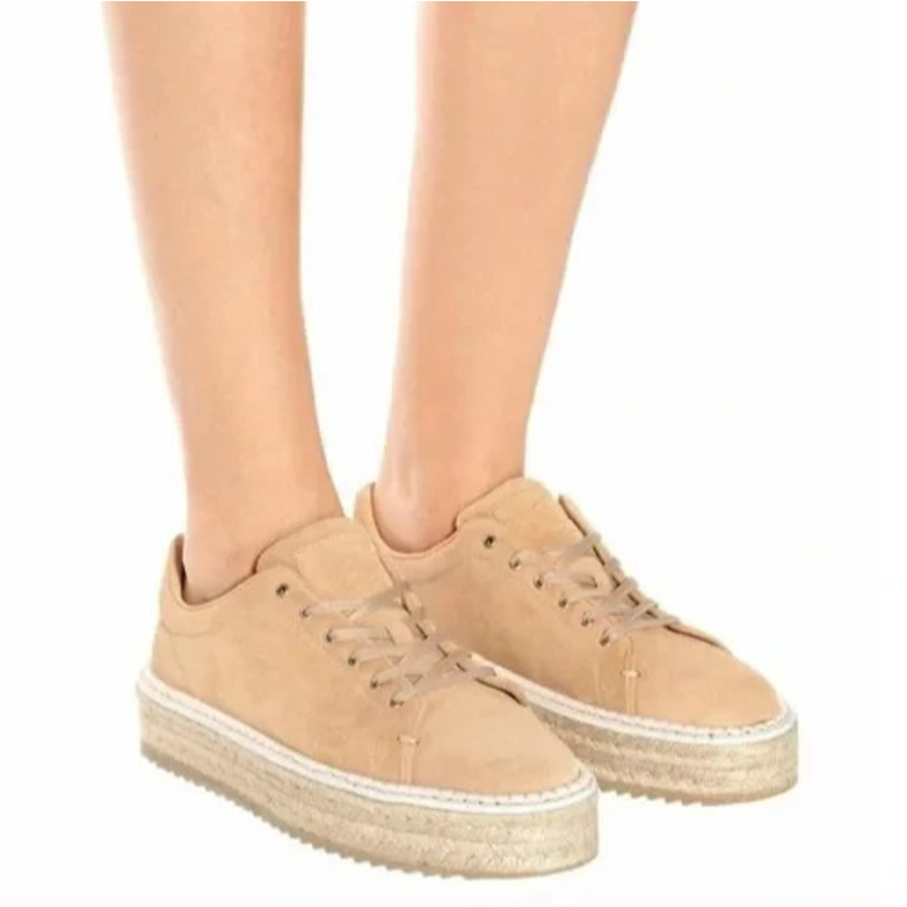 Rag & Bone Kent Platform Espadrille Suede Sneakers Dune Women's Size 37 US 7 - Picture 1 of 11